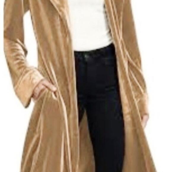 Toby Heart Ginger Velvet Trench Long Jacket Love Indie Sz M Beige Velour Classic - Picture 4 of 16